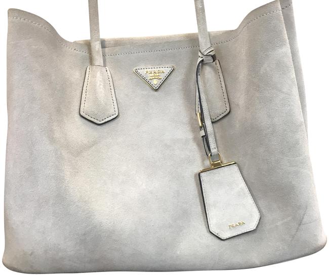 Prada B2756t Light Grey Suede Leather Tote
