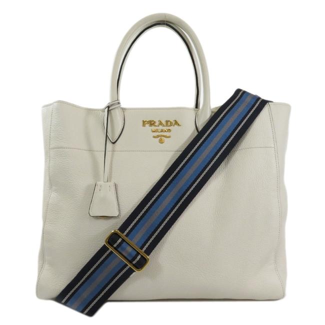 Prada Bag 1bg041 Logo Type 2way Calf Ladies White Tote