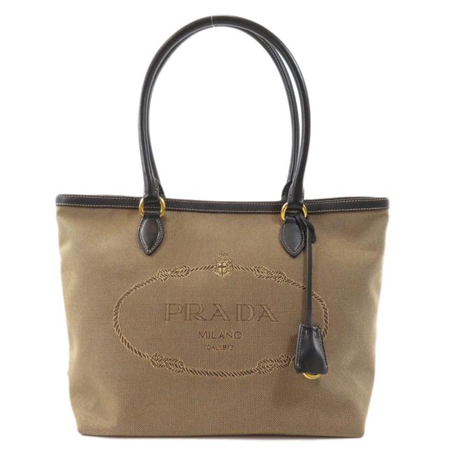 Prada Bag 1bg159 Logo Ladies Brown Canvas Tote