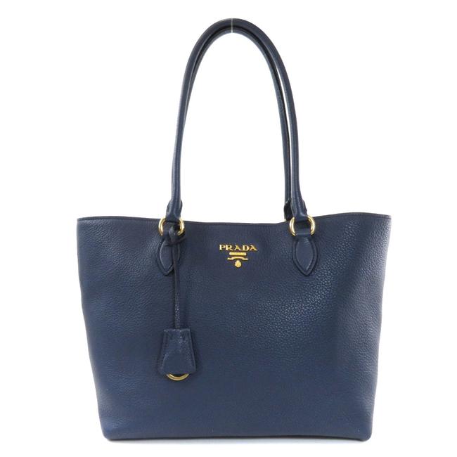 Prada Bag 1bg159 Logo Ladies Navy Leather Tote