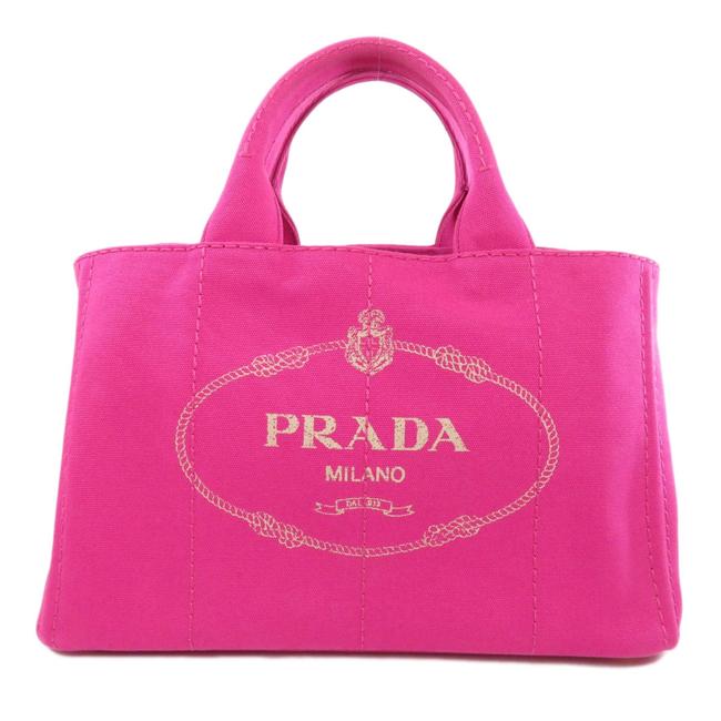 Prada Bag 2way Canvas Ladies Pink Canapa Tote