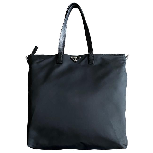 Prada Bag Black Nylon Leather Tote