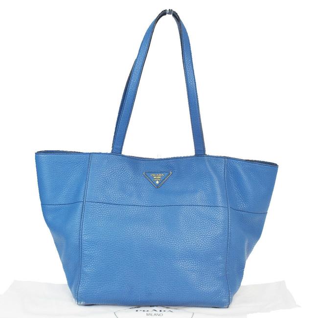 Prada Bag Blue Leather Tote