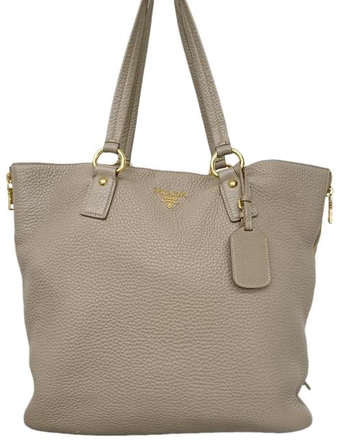 Prada Bag Br4372 Vit.daino 240066042215 Gray Beige Leather Tote