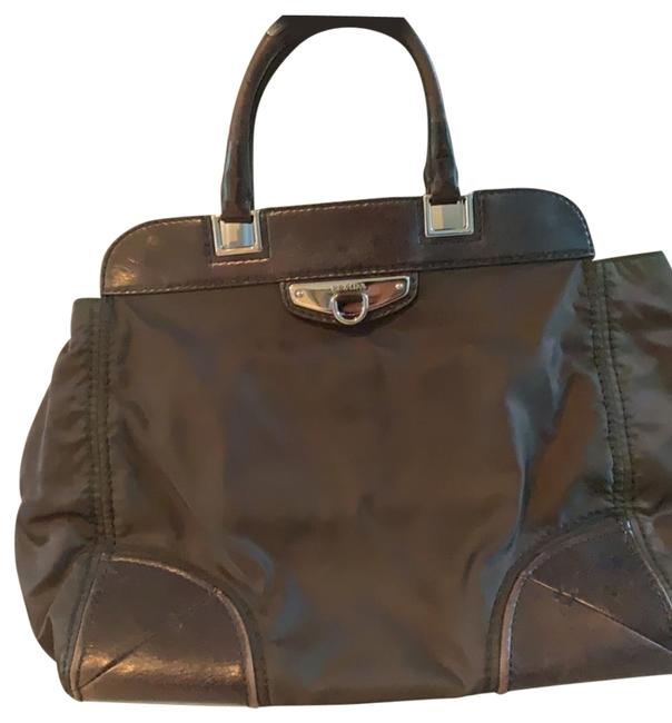 Prada Bag Brown Leather Fabric Tote