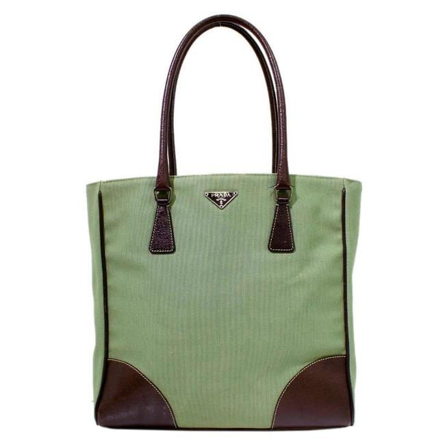 Prada Bag Brown  Moss Green Tote