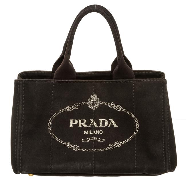 Prada Bag Canapa Medium Black Canvas Tote