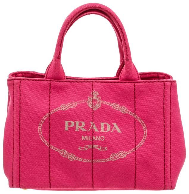 Prada Bag Canapa Small Pink Canvas Tote