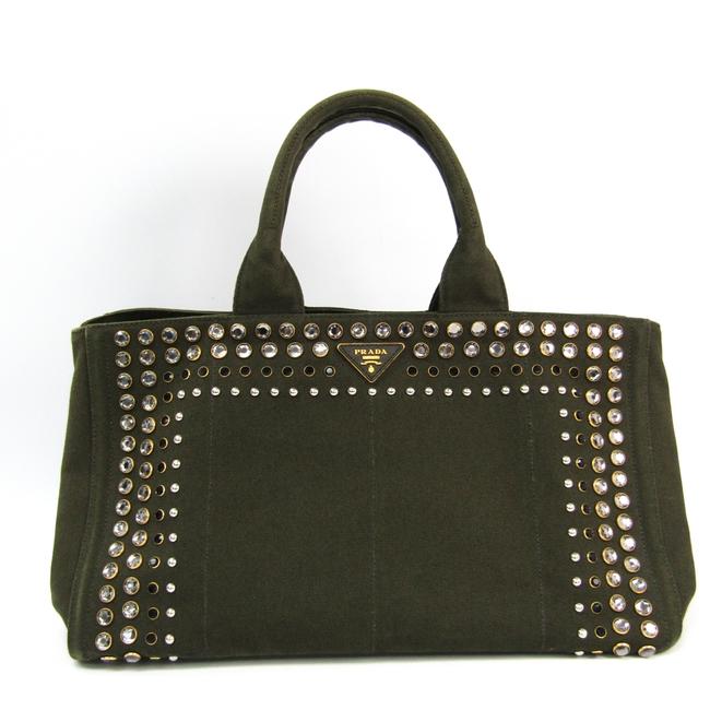 Prada Bag Canapa Unisex Khaki Canvas Tote