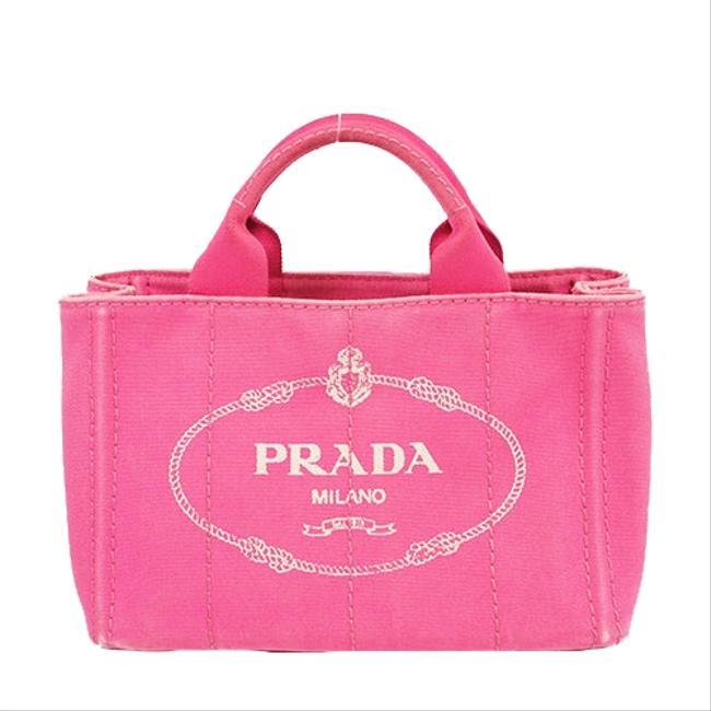 Prada Bag Canapa Womens Pink Canvas Tote