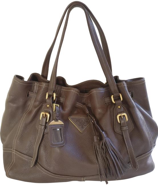 Prada Bag Cervo Deerskin Drawstring Leather Tote