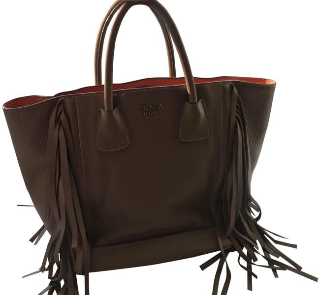 Prada Bag Cervo Fringe Cammello Leather Tote