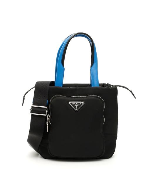 Prada Bag Cr New Padded Black Blue Nylon Tote
