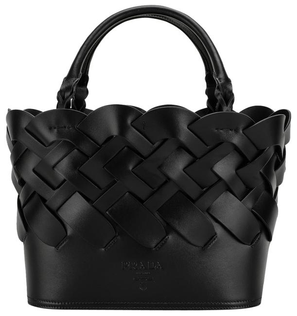 Prada Bag Df New Intreccio Black Leather Tote