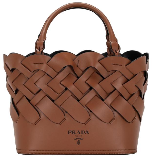 Prada Bag Df New Intreccio Brown Leather Tote