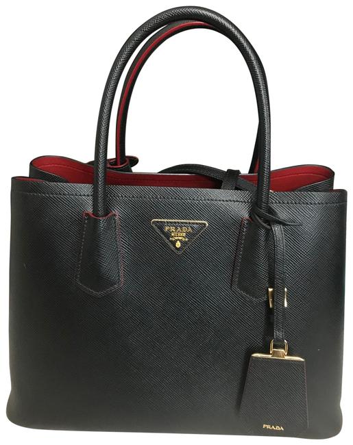 Prada Bag Double Saffiano Cuir Medium Black Tote