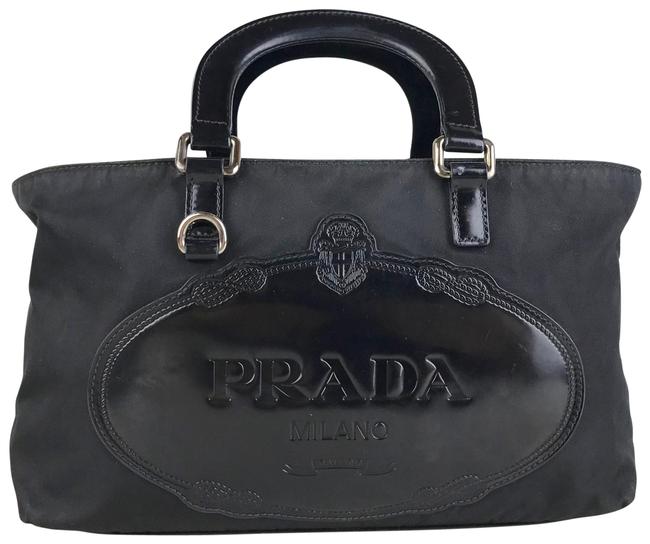 Prada Bag Embossed Logo #25531 Sale Black Nylon Tote