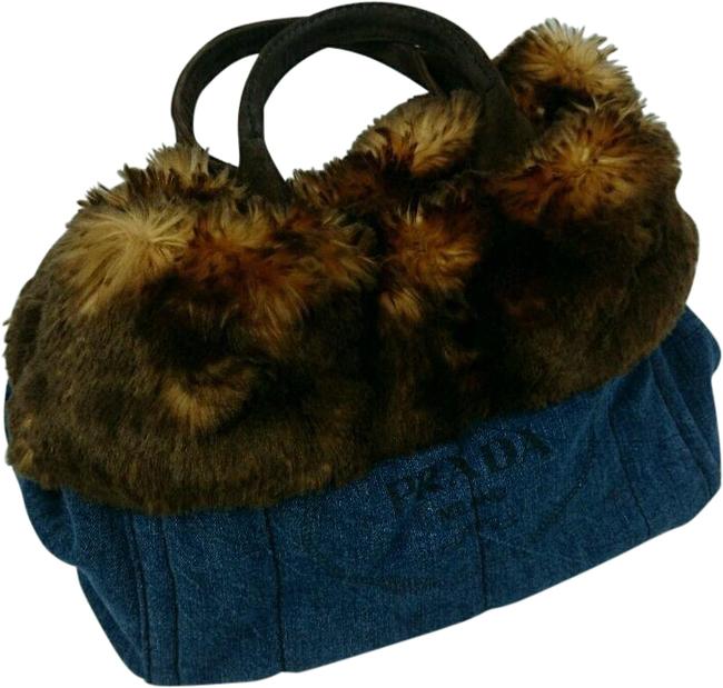 Prada Bag Fur Kanapa 240010290610 Brown Denim Tote