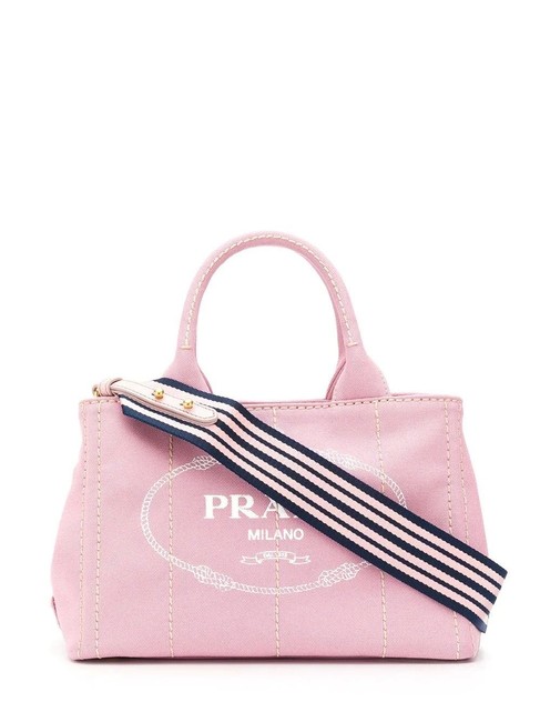 Prada Bag Gr Fabric Printed Pink Leather Tote