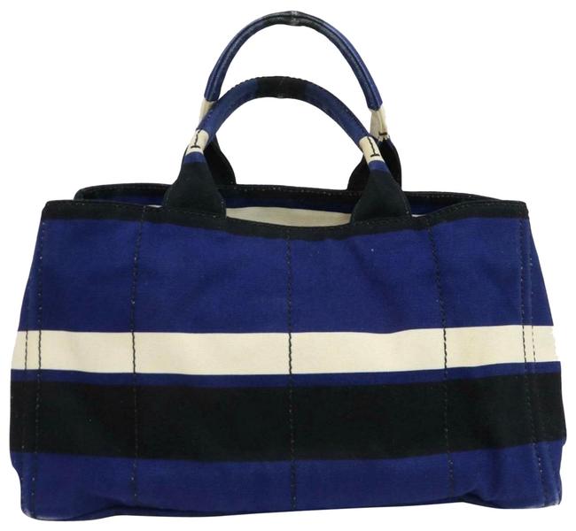 Prada Bag Large Blue Canvas Tote