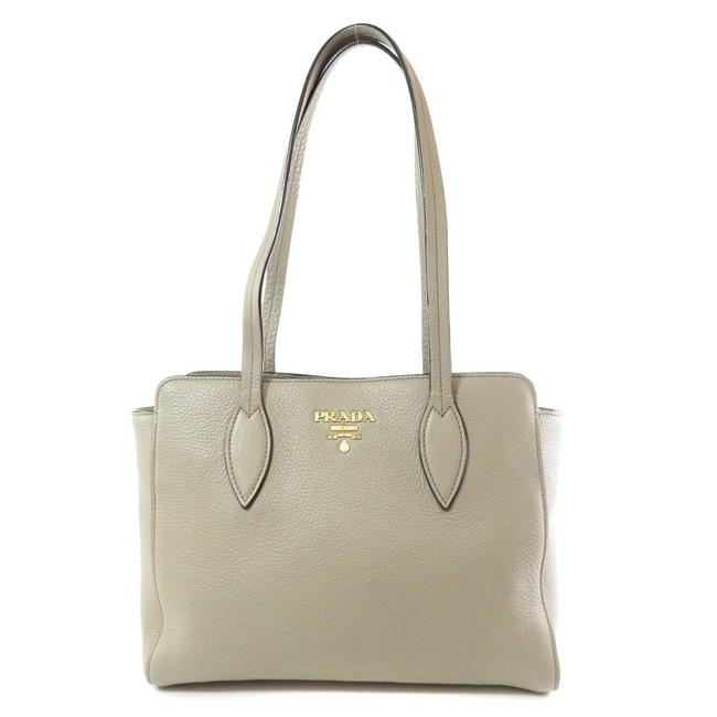 Prada Bag Logo Design Ladies Gray Leather Tote