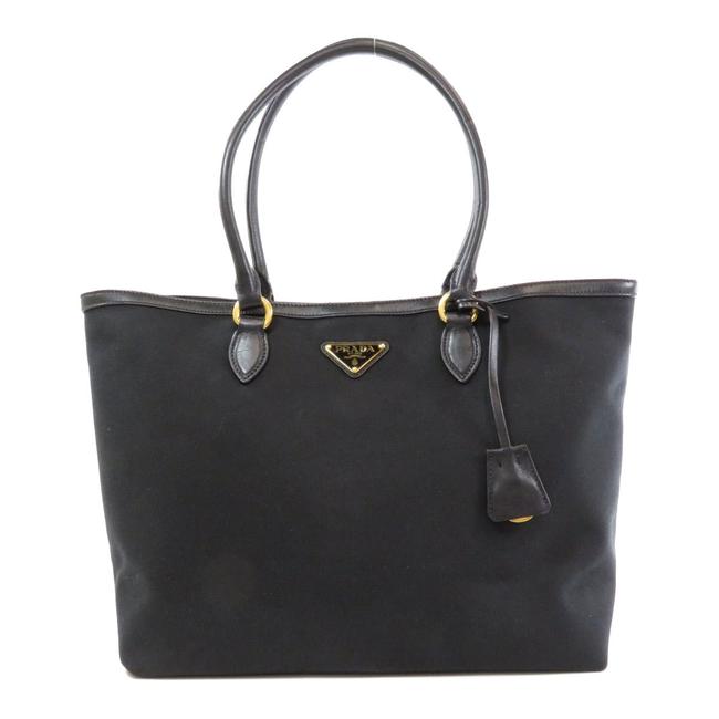 Prada Bag Logo Ladies Black Canvas Tote