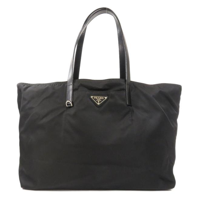 Prada Bag Logo Ladies Black Nylon Tote