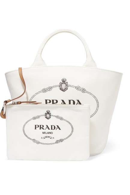 Prada Bag Logo Printed Canvas Tote