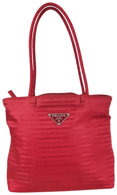 Prada Bag Logo Small Purse Sale Red Nylon Tote