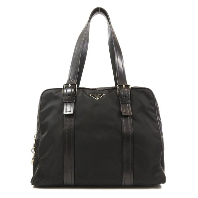Prada Bag Logo Type Fitting Ladies Black Nylon Tote