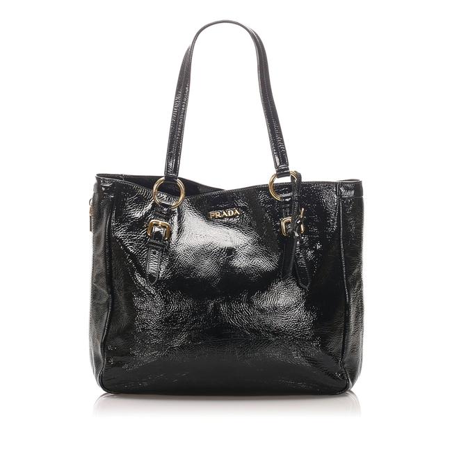 Prada Bag Lux Cervo Black Patent Leather Tote