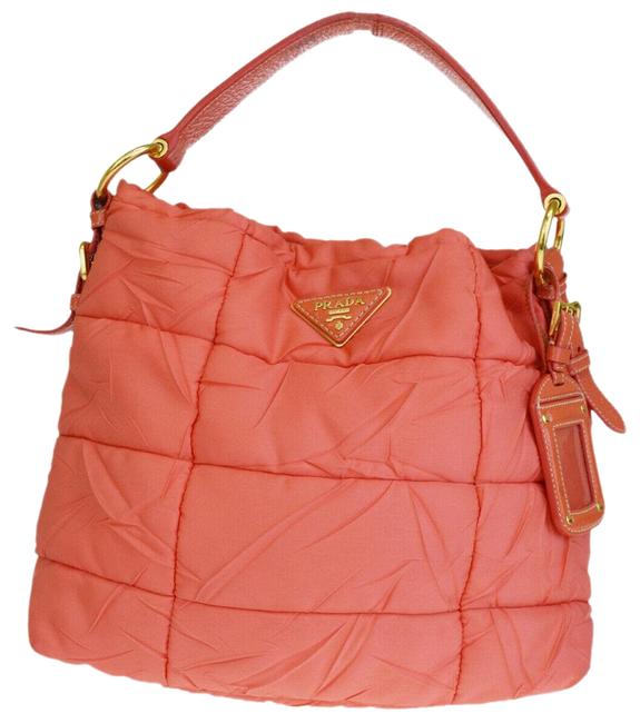 Prada Bag Milano Bomber Shoulder Leather Orange Gold Italy Pink Tote