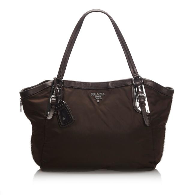 Prada Bag Nylon Black Leather Tote