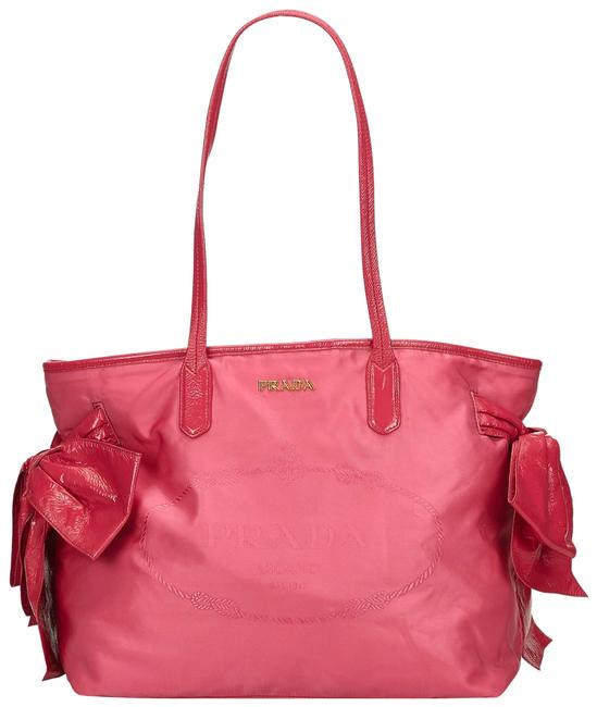 Prada Bag Fabric Italy Large Pink Nylon Tote