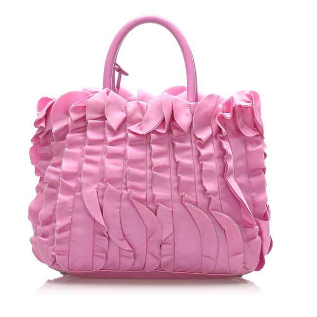 Prada Bag Pleated Tessuto Purple Leather Tote