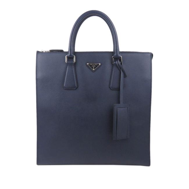 Prada Bag Saffiano Blue Leather Tote