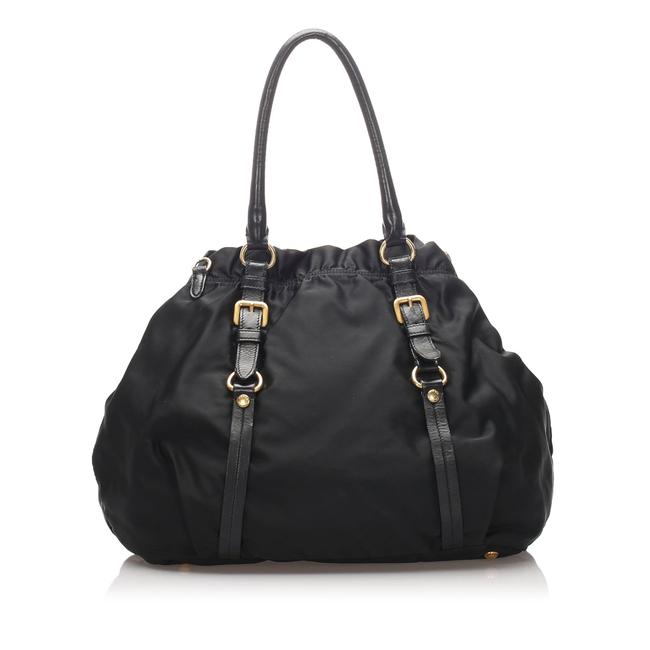 Prada Bag Tessuto Black Leather Tote