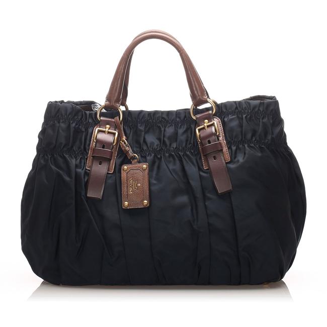 Prada Bag Tessuto Gaufre Black Leather Tote