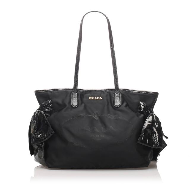 Prada Bag Tessuto Ity Card Black Leather Tote