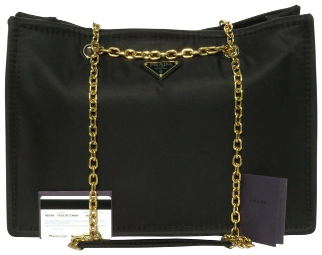Prada Bag Tessuto Logo Shoulder Black Nylon Tote