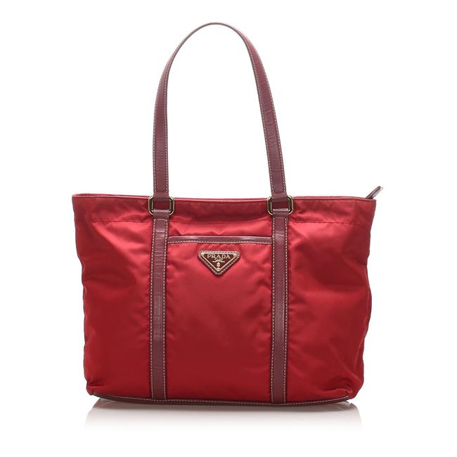 Prada Bag Tessuto Red Leather Tote