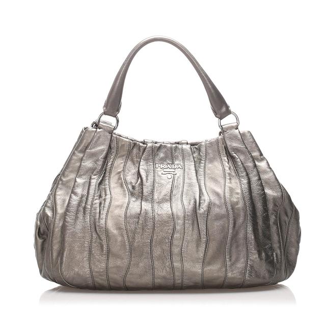Prada Bag Waves Gray Leather Tote