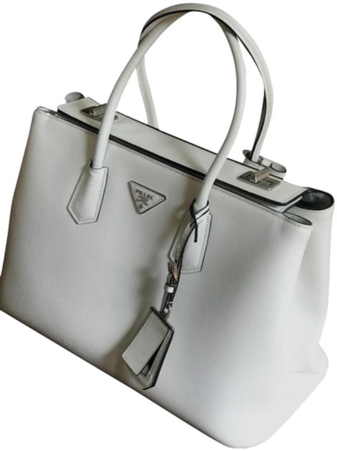 Prada Bag White Saffiano Cuir Leather Tote