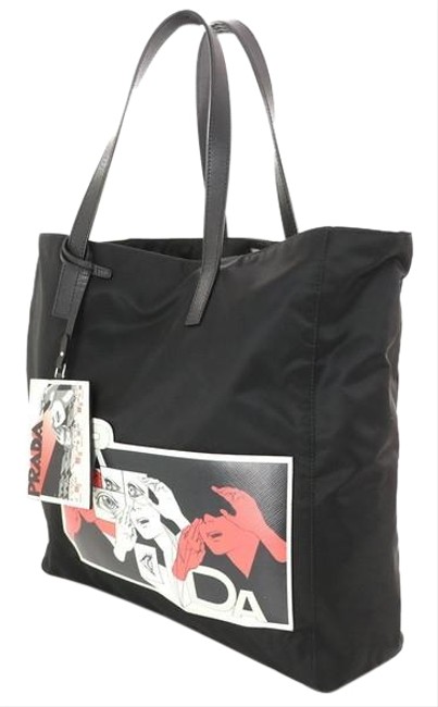 Prada Bag Womens Black Nylon  Leather Tote
