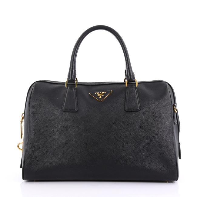 Prada Bauletto Convertible Medium Black Saffiano Leather Tote