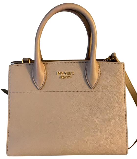 Prada Bibliotheque Beige Leather Tote