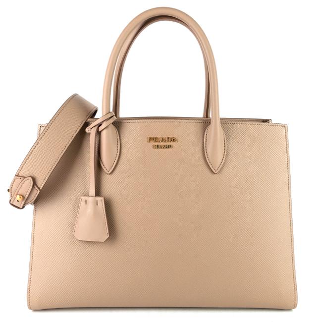 Prada Bibliotheque Beige Saffiano Leather Tote