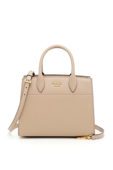 Prada Bibliotheque Maroon Handbag 1ba049 Beige Leather Tote