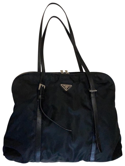 Prada Black Canvas and Leather Tote