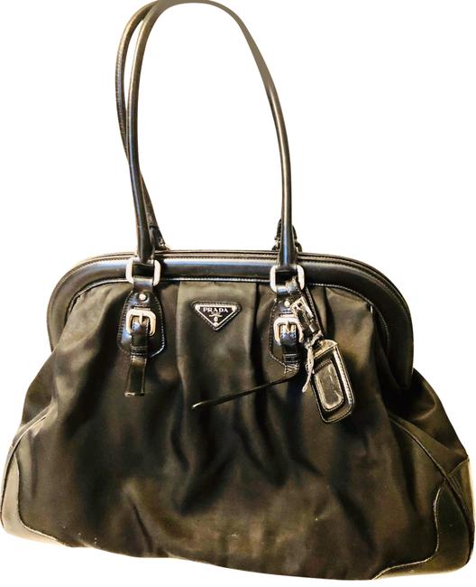 Prada Black Fabric Leather Tote